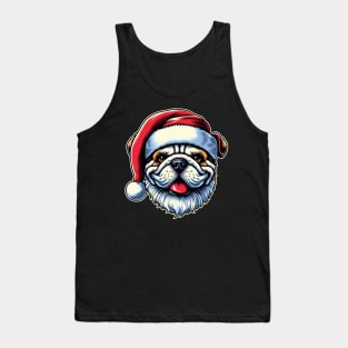 Bulldog as Santa for Christmas Tank Top